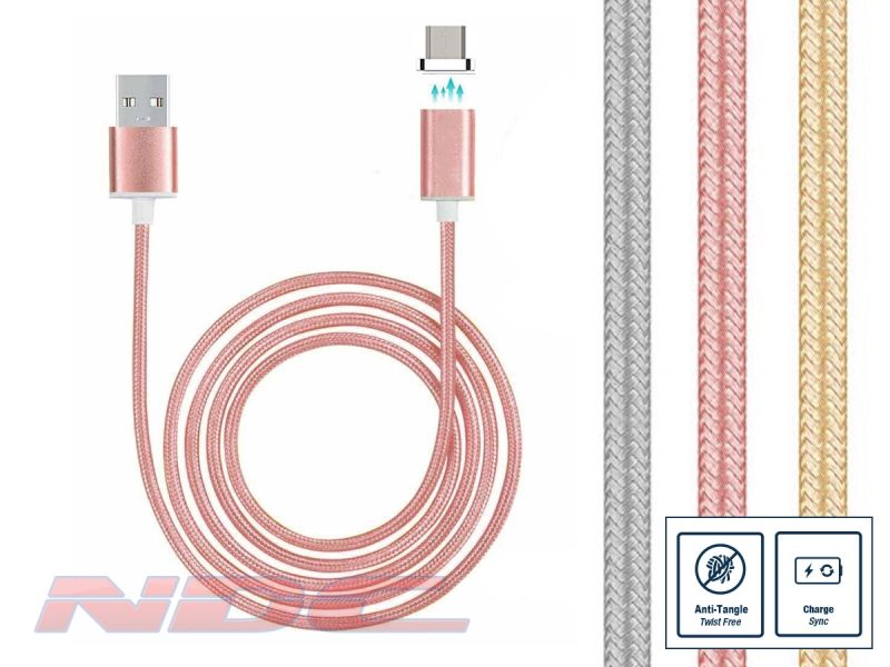 Magnetic Micro-USB 1m Cable Rose GOLD - Standard Charge