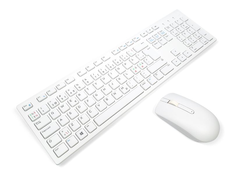 Dell KM636 White NORDIC Pro Wireless Keyboard & Mouse Combo Bundle (Refurbished)