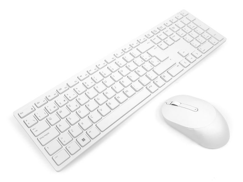 Dell KM5221W White SPANISH Pro Wireless Keyboard & Mouse Combo Bundle