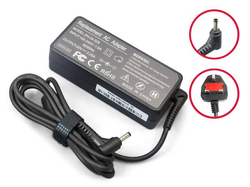 Replacement 65W Lenovo Pin Tip 20V 3.25A Block Charger
