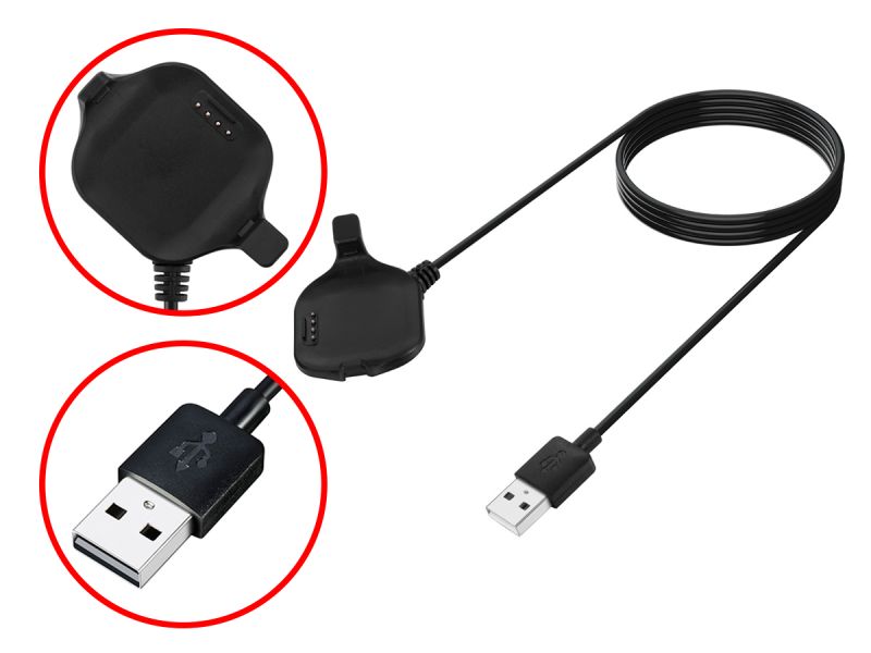 1m Garmin Forerunner 25 USB Charging/Data Cable/Charger Clip