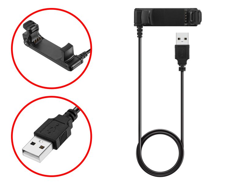 1m Garmin Forerunner 220 USB Charging/Data Cable/Charger Clip
