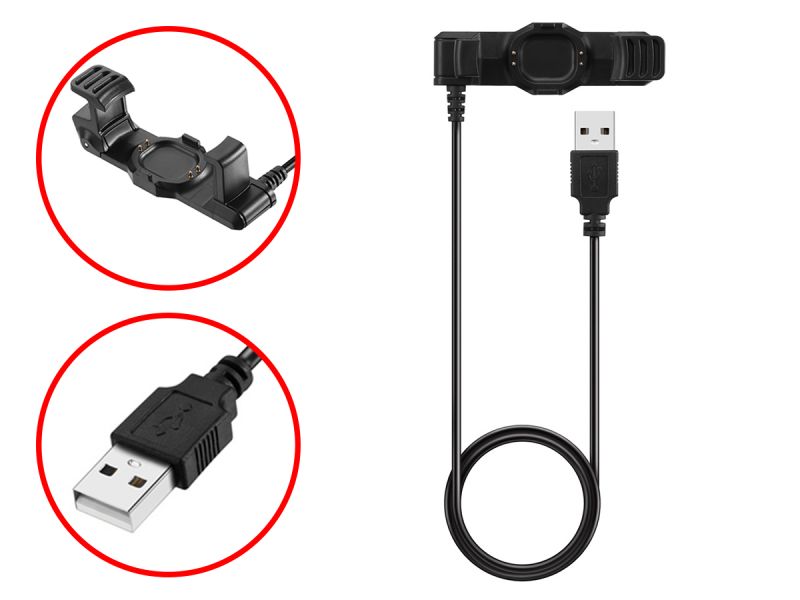 1m Garmin Forerunner 225 USB Charging/Data Cable/Charger Clip