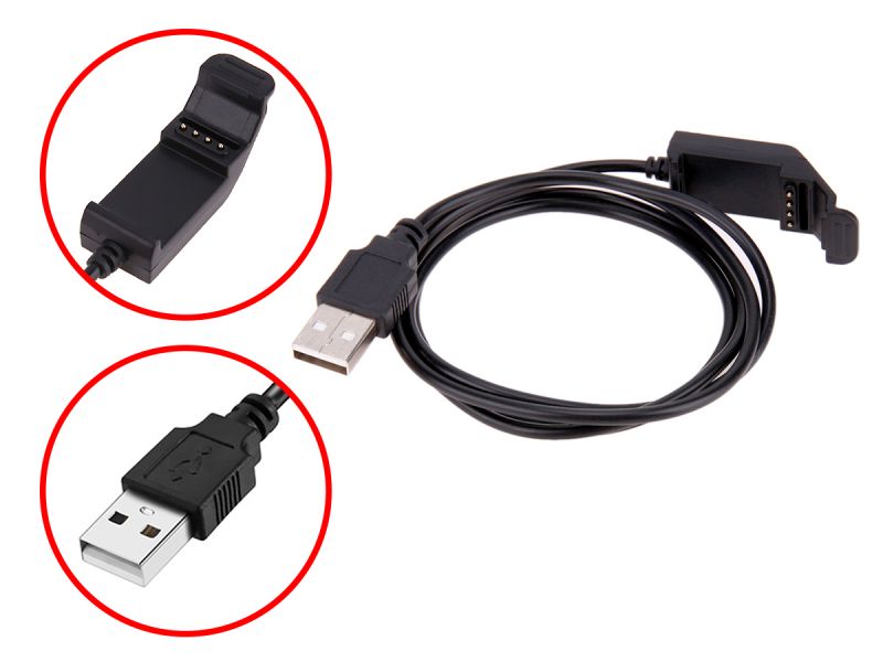 1m Garmin Edge 20/25 USB Charging/Data Cable/Charger Clip