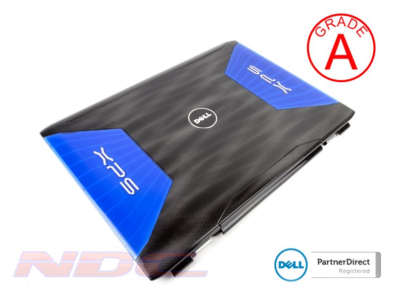 Dell XPS M1730 Laptop LCD Lid Cover (Blue Blades) + Hinges + Wireless Cables - 0FT509