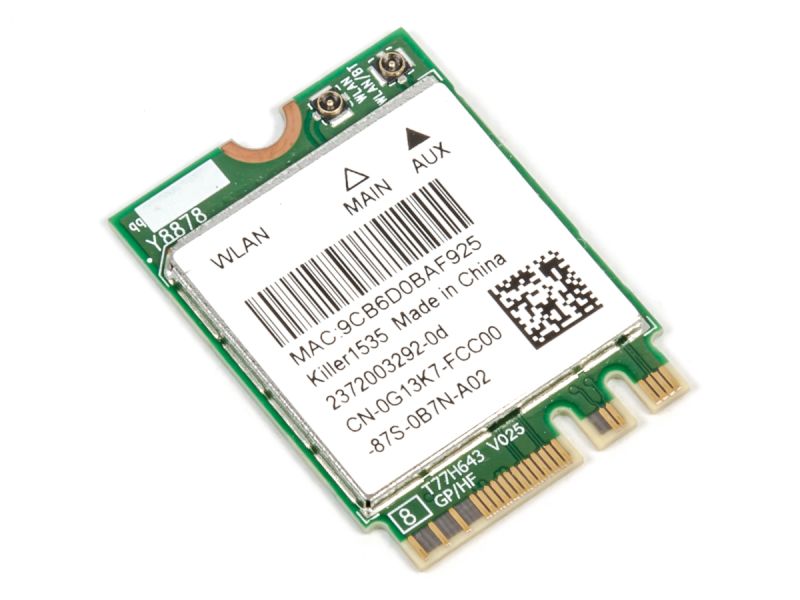 Dell Killer Wireless 1535 Dual Band WiFi & Bluetooth M.2 Card 802.11 ac/a/b/g/n/BT4.1 - 0G13K7
