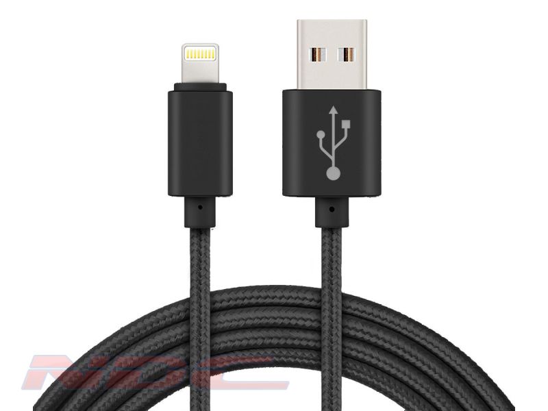Braided Lightning 2m Cable BLACK