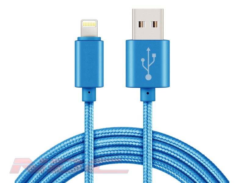 Braided Lightning 1m Cable BLUE