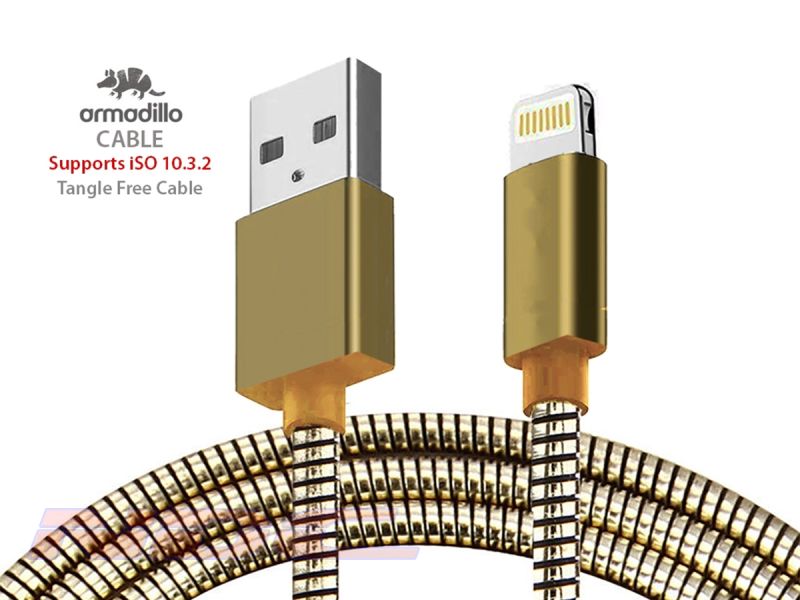 Armadillo Style USB-A to Lightning 1.0m Cable Gold