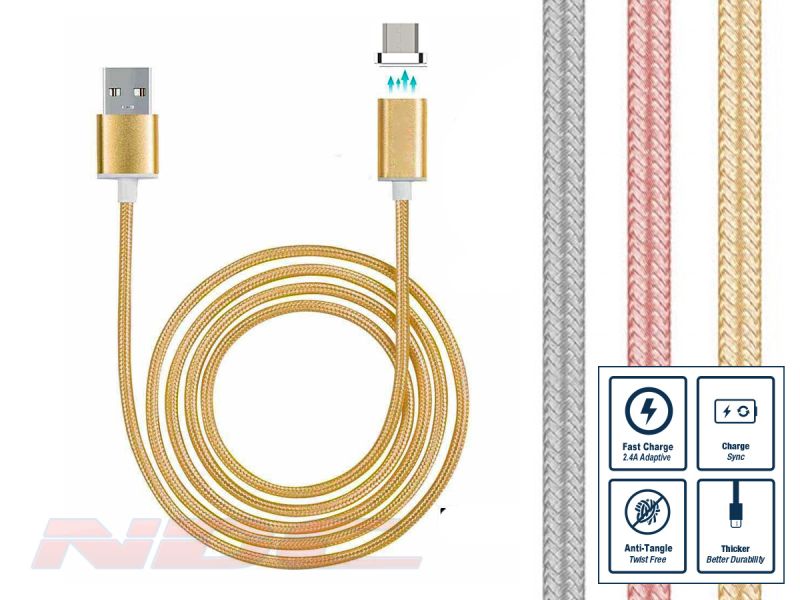 Magnetic Micro-USB 1m Cable GOLD