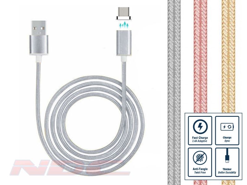 Magnetic USB-C 1m Cable SILVER