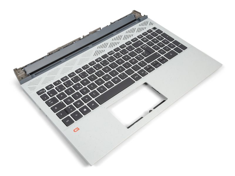 Dell G15 5510/5511/5515 Palmrest & FRENCH Backlit Keyboard - 0FK7HR + 05T3V7 (6KJND) - Phantom Grey