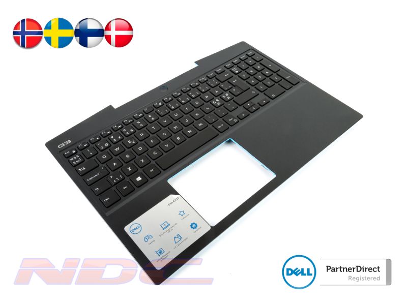 Dell G3-3590 Palmrest & NORDIC Backlit Keyboard - 0P0NG7 + 0KHRDN