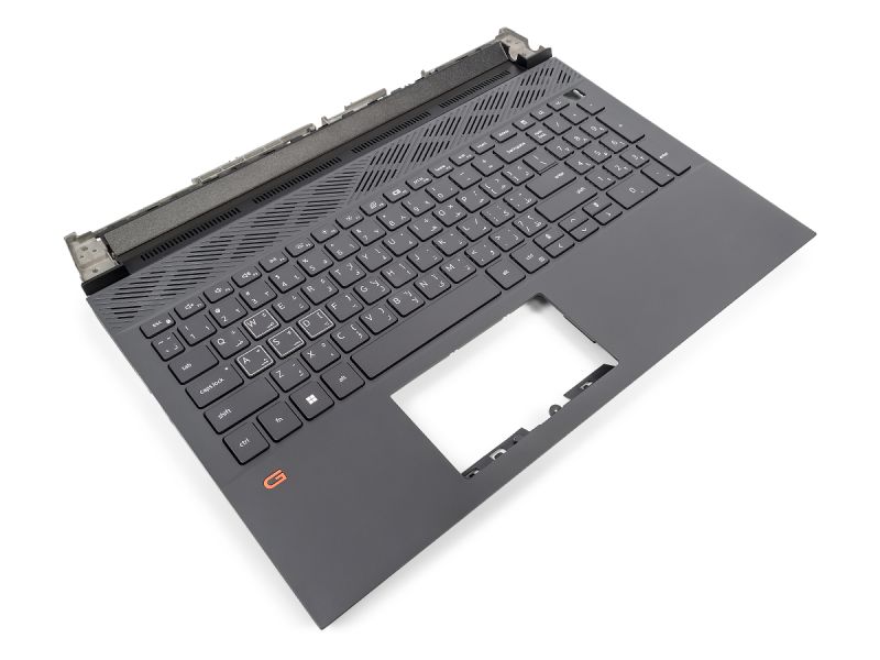 Dell G15 5520/5521/5525 Palmrest & ARABIC RGB Backlit Keyboard - 01FC2R (H0TF2) - Dark Shadow Grey