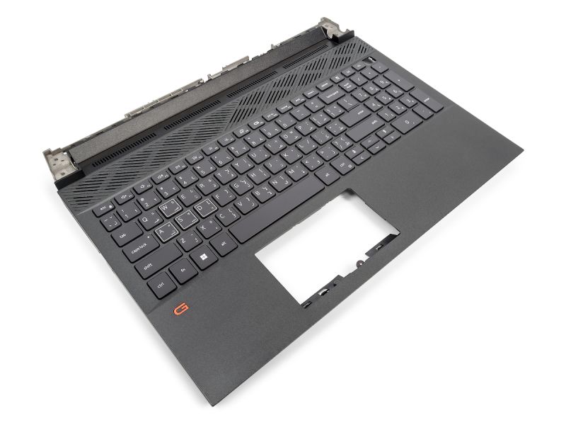 Dell G15 5520/5521/5525 Palmrest & ARABIC RGB Backlit Keyboard - 0GDN50 (X85CC) - Obsidian Black
