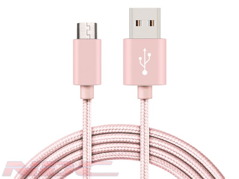 Braided USB-A to Micro-USB 1A 2m Cable ROSE GOLD