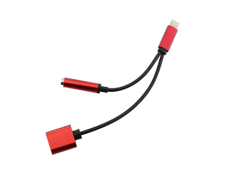 Lightning to headphone Jack Red Cable