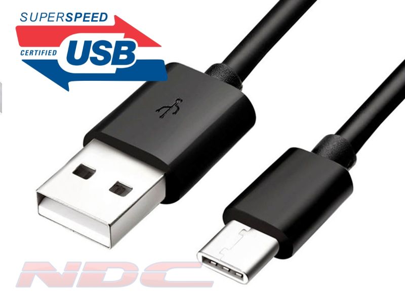 3A Fast Charge Braided USB-A 3.0 to USB-C 1m Cable BLACK