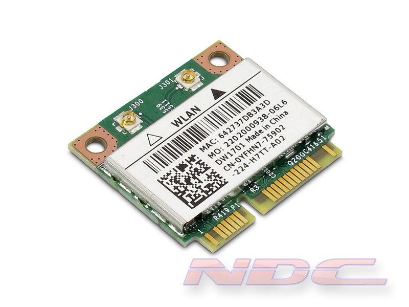 Dell DW1701 Wireless N + BlueTooth 3.0 Combo PCI Express Half Height Mini-Card - 135Mbps - 0YFHN7