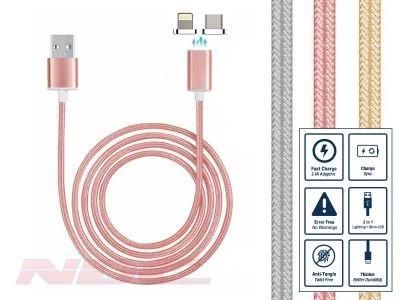 Magnetic Lightning+Micro-USB 1m Cable ROSE GOLD