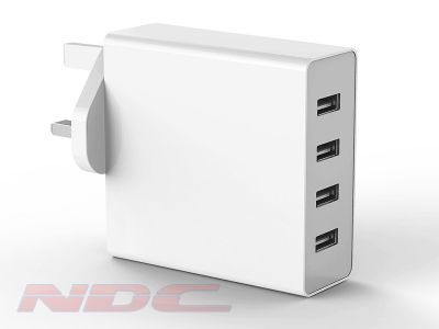 7.2A 4 Port USB Wall Charger UK - WHITE